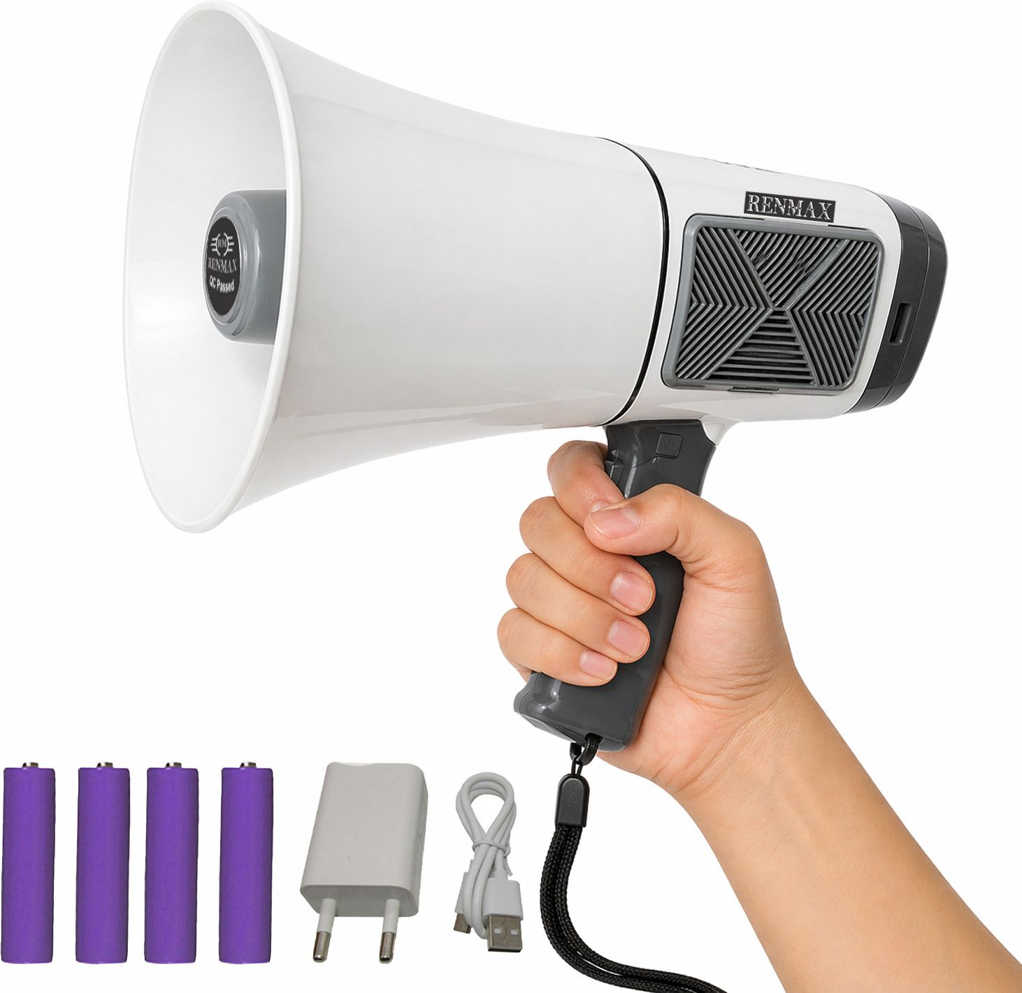 renmax Loud Sound 300W Foldable Handle USB Charger Portable Rechargeable Megaphone 4-Battery Bluetooth USB K-128 Indoor, Outdoor PA System-picture-20