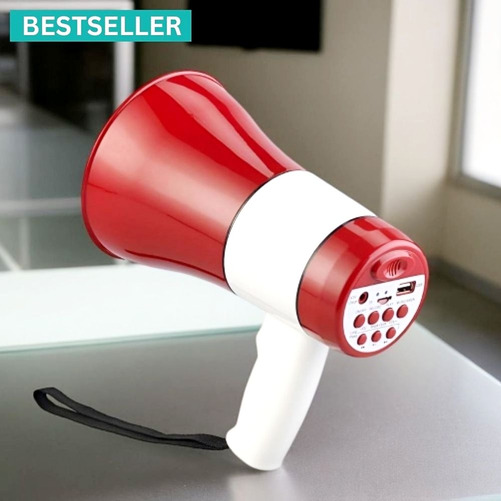 Handheld (Megaphone with Recorder) (Bhopu Talk Record Play) & Siren MusicTR502 Handheld (Megaphone) (Bhopu) Horn with USB & SD Card Port for AnnouncingTR502 Outdoor, Indoor PA System-image-4