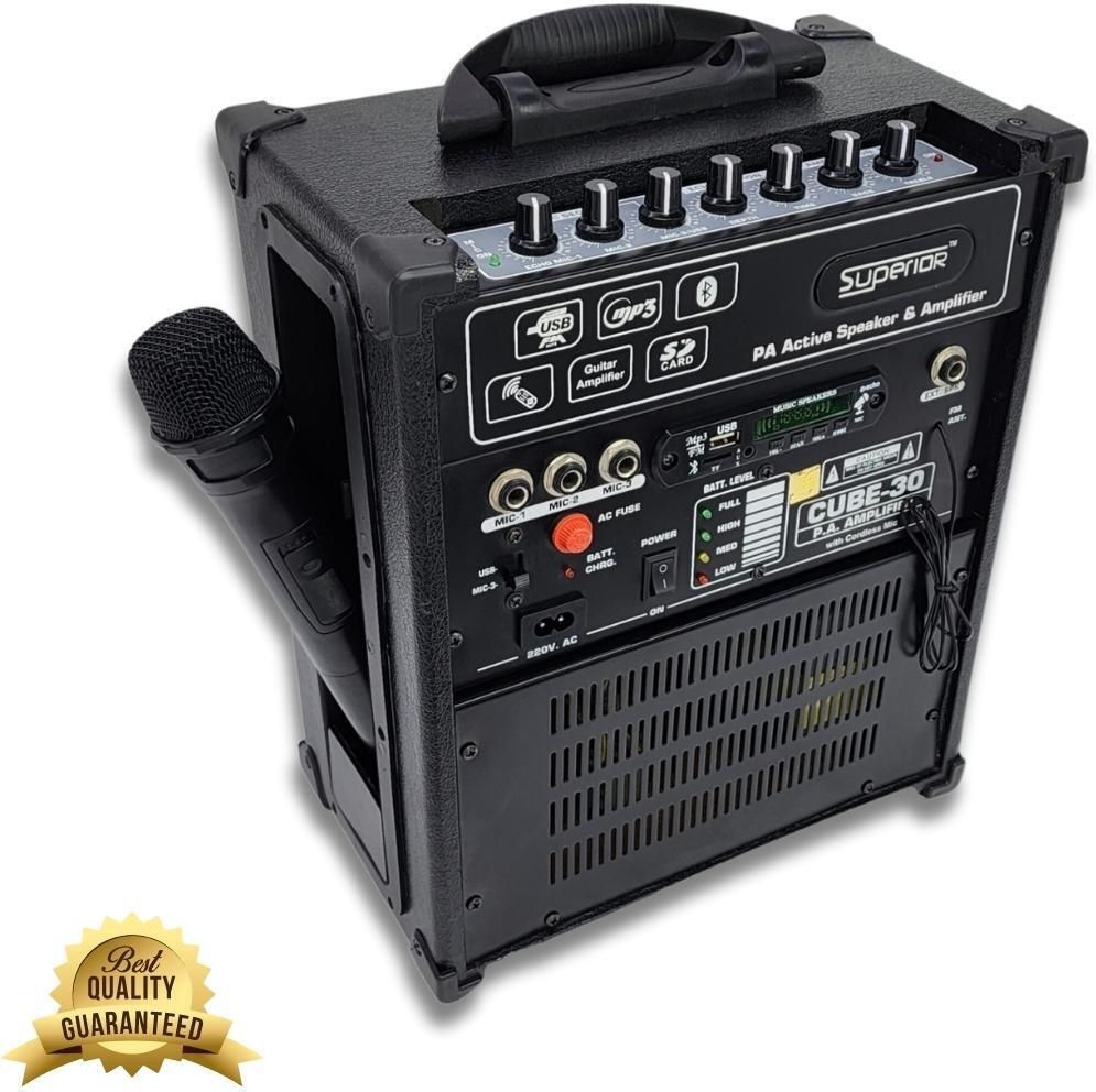 superior ™C-30 Professional Guitar Amplifier, Portable Cube Amplifier with UHF Cordless Mic ,Karaoke,40 Watts RMS,Bluetooth Indoor, Outdoor PA System-picture-4