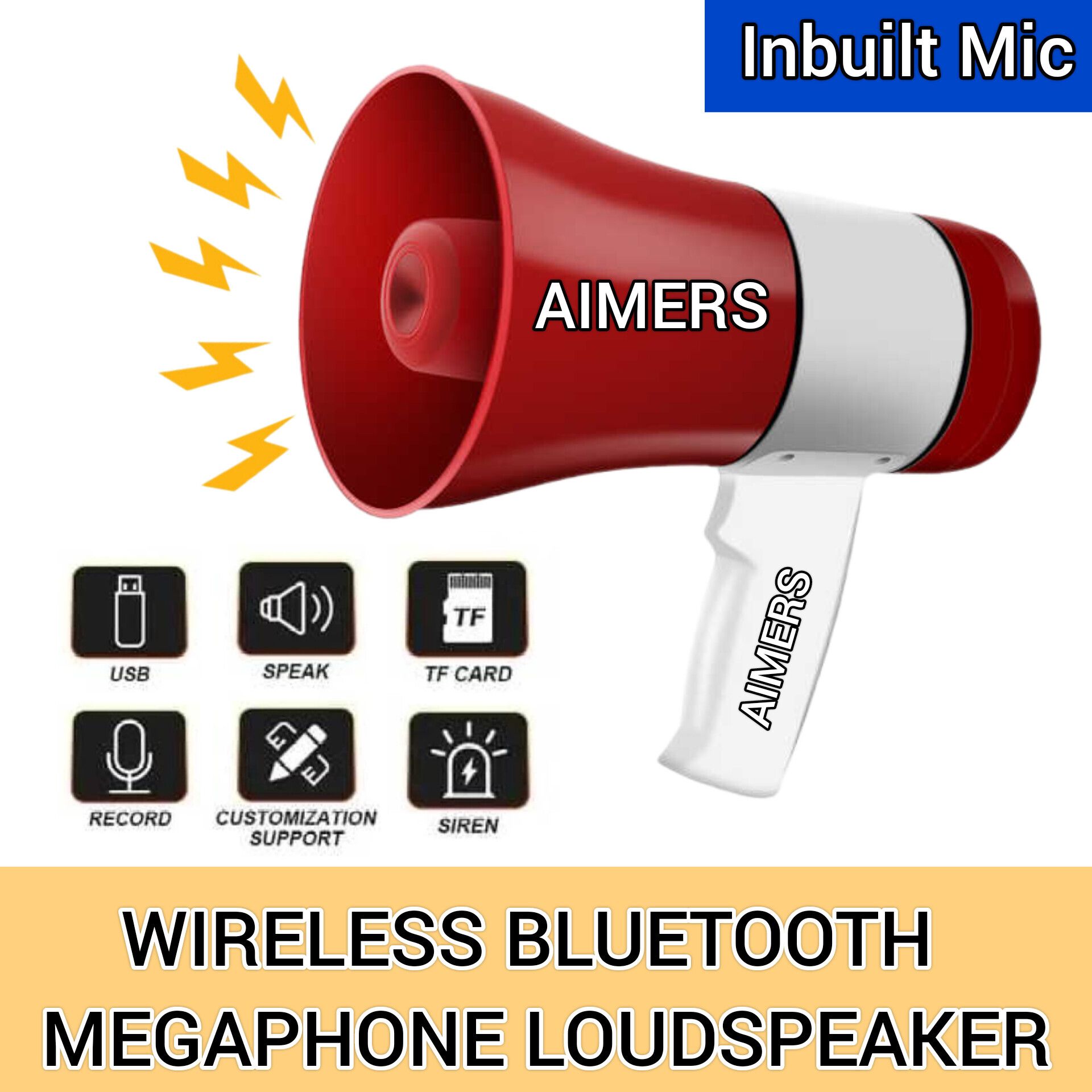aimers Handheld Rechargeable Megaphone Indoor, Outdoor PA System (50 W) indoor/outdoor loudspeaker Megaphone Rechargeable with Recording, BLUETOOTH/USB Indoor, Outdoor PA System-picture-21