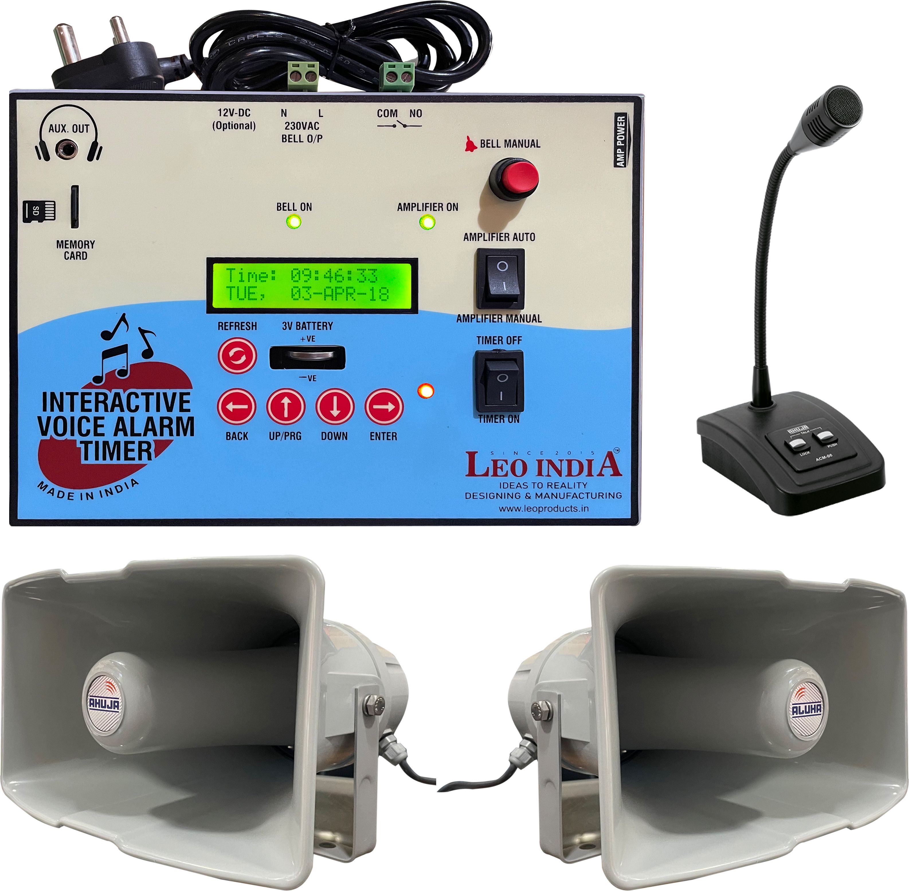 leo Automatic School Voice Bell Timer With 15watt 2 speaker, 1 mic combo System Indoor PA System-picture-18