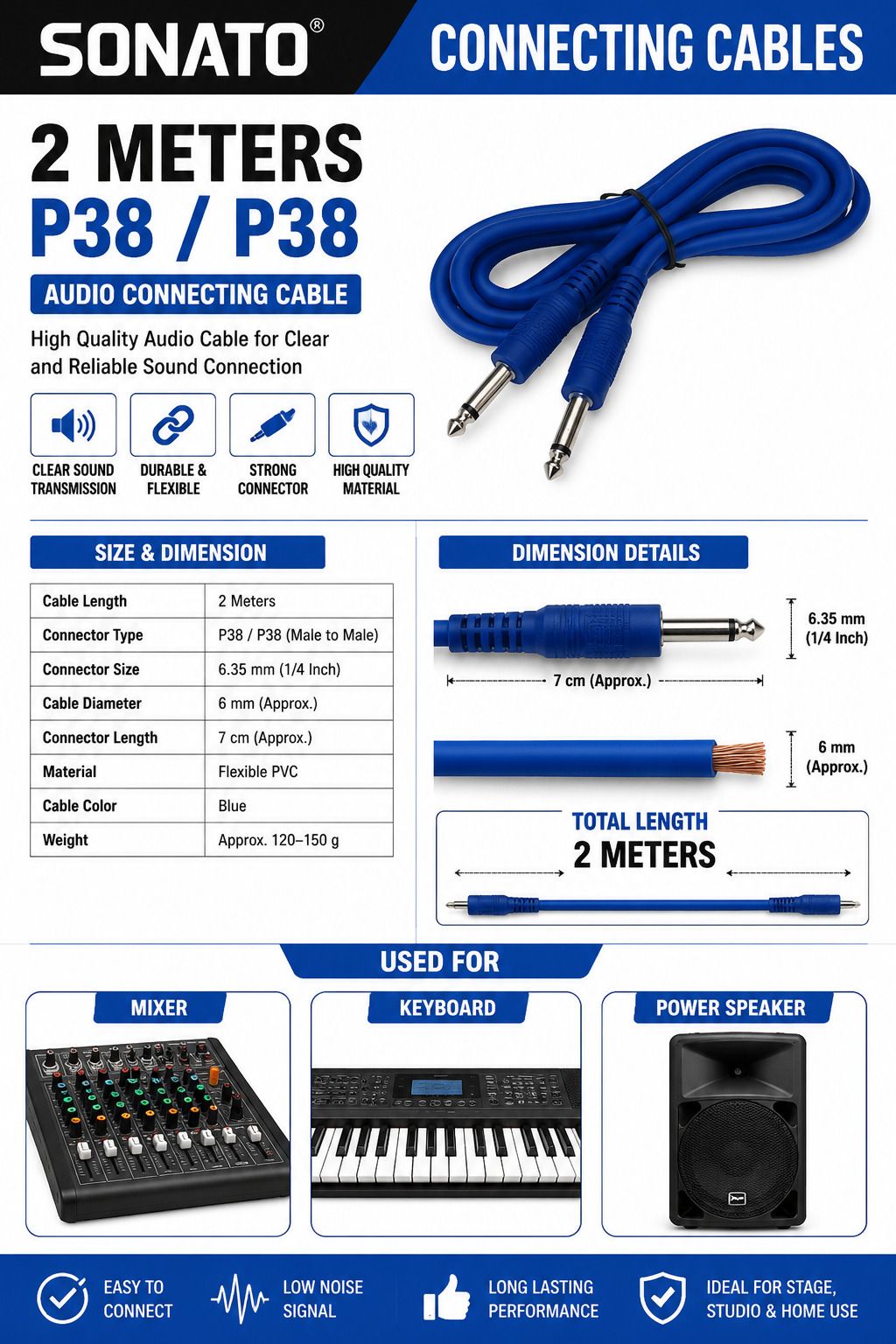 sonato Connecting Cables 2 Meters P38/P38 Connecting Cables 2 Meters P38/P38 Indoor, Outdoor PA System-picture-22