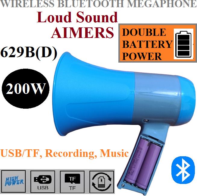 aimers Megaphone, Wireless Megaphone, bluetooth Bluetooth Megaphone Speaker, USB Memory Card Input, Double Battery System Indoor, Outdoor PA System-picture-47