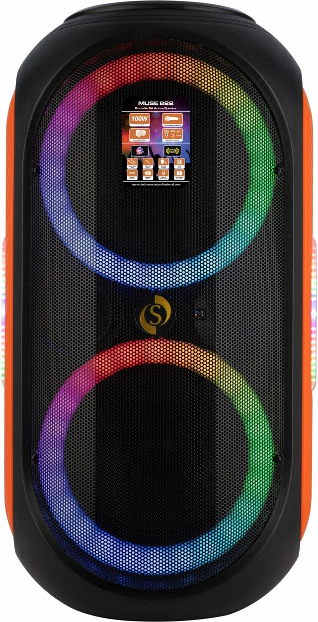 Muse 822 portable speaker| 2 wireless mic,Bluetooth,USB,Battery backup&Karaoke Indoor, Outdoor PA System-image-26