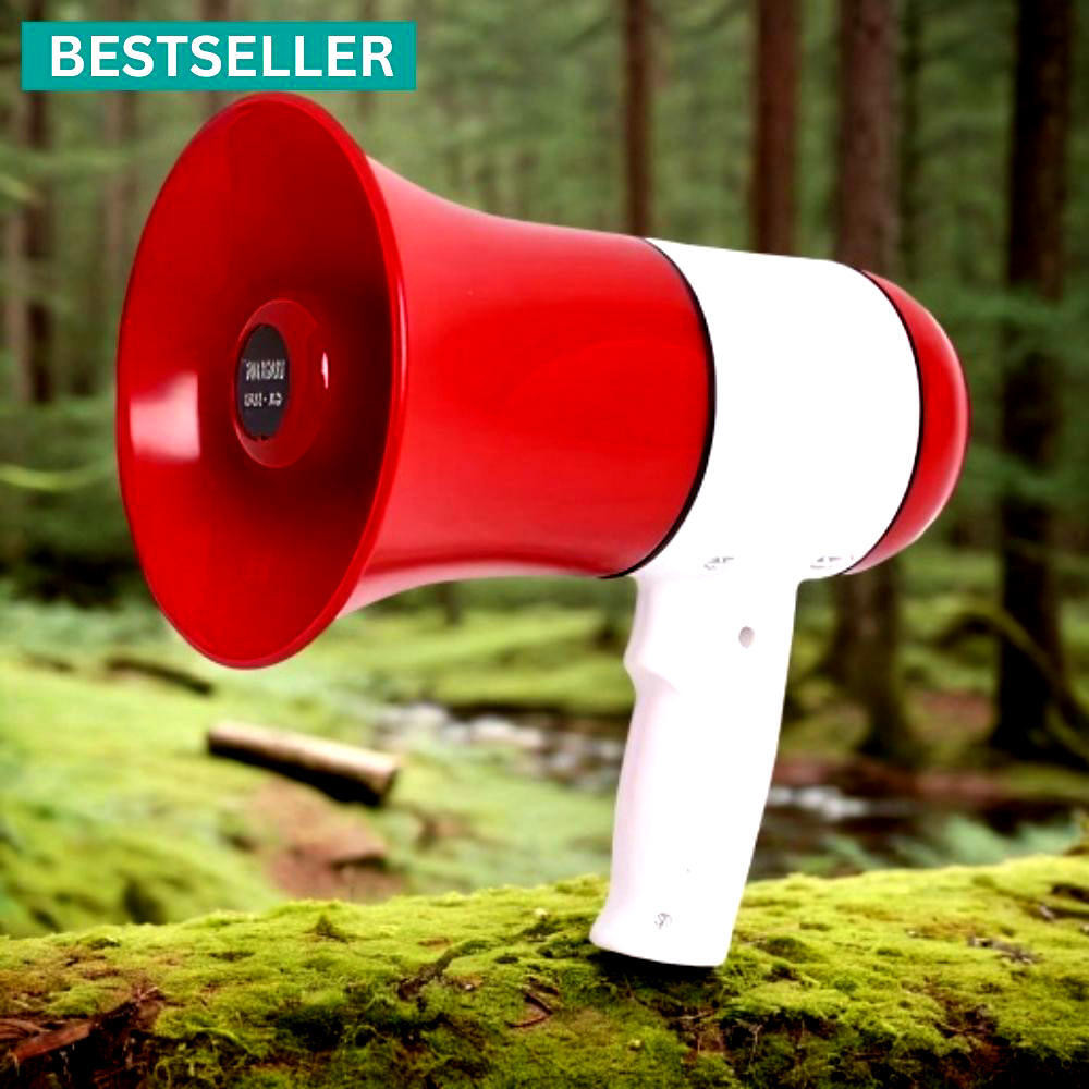 frony Handheld (Megaphone with Recorder) (Bhopu Talk Record Play) & Siren MusicDS100 Handheld (Megaphone with Recorder) Siren Music Loud Speaker for AnnouncingDS100 Outdoor, Indoor PA System image 1