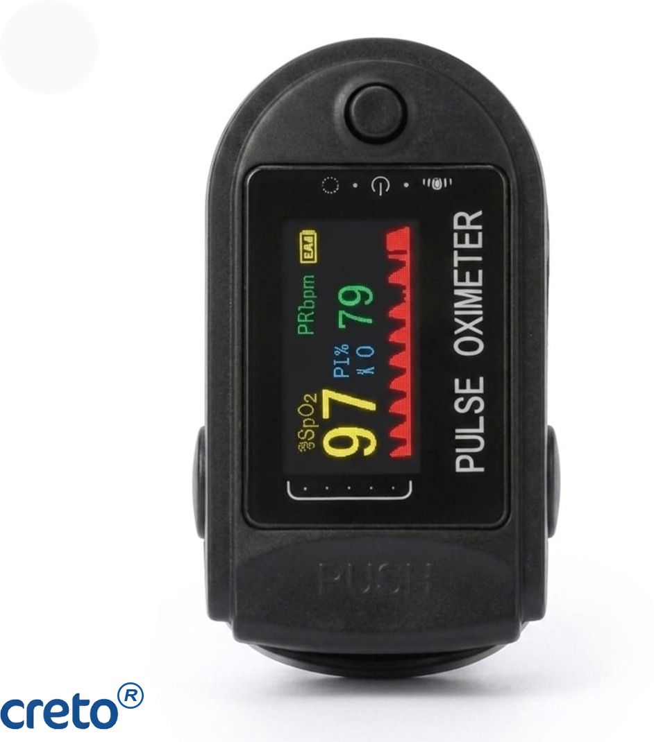 CRETO Black Pulse Oximeter with Compact Design and 4 Color TFT Display Pulse Oximeter-image-23