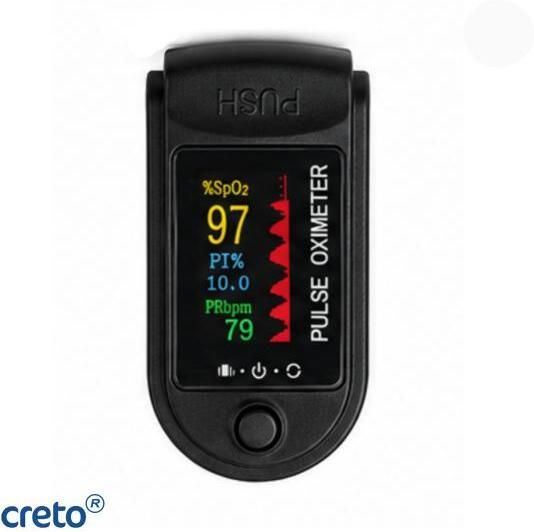 CRETO Black Pulse Oximeter with Easy-to-Read 4-Color TFT Display and Battery Pulse Oximeter-image-6