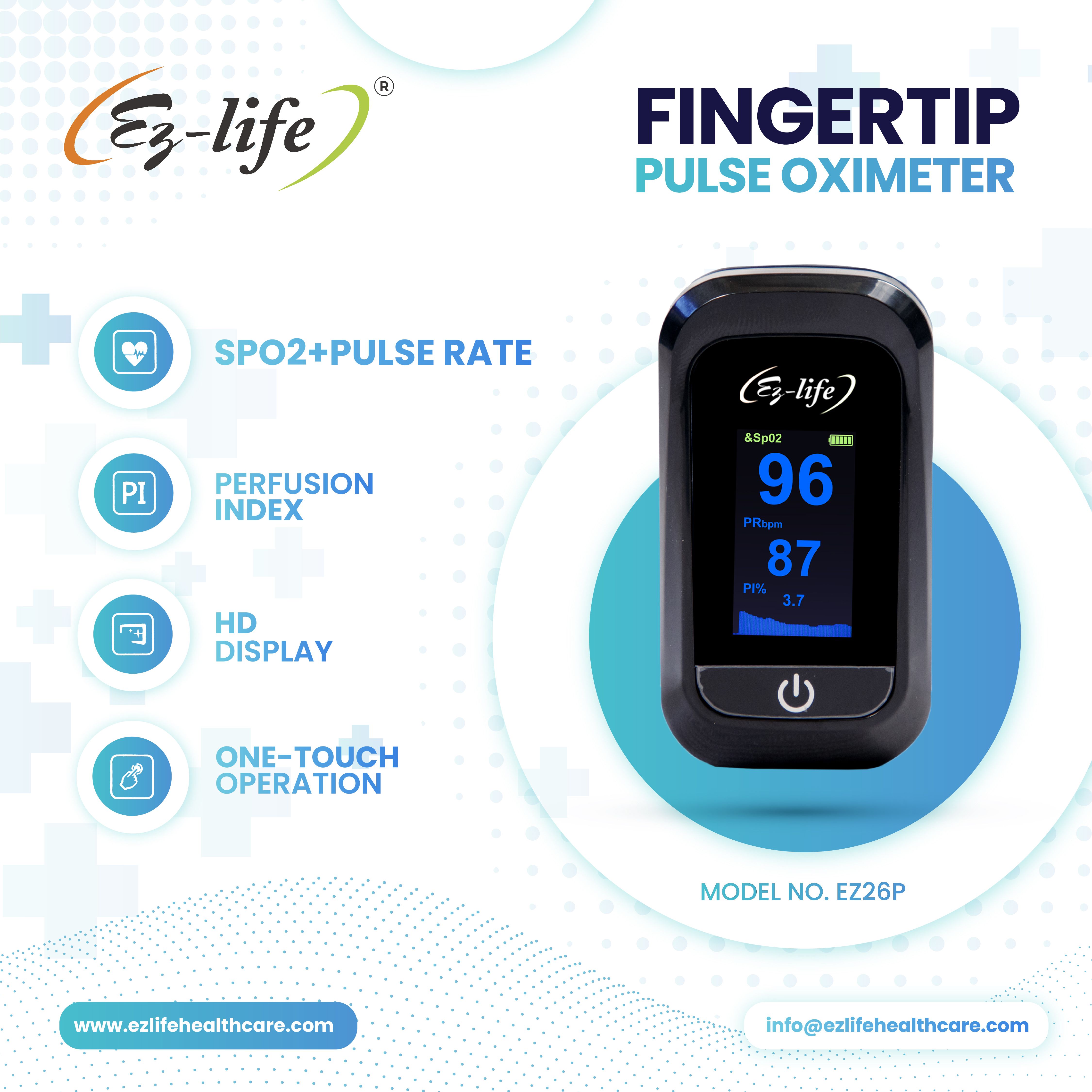 Ez-life Fingertip Pulse Oximeter with OLED Display & Pulse Rate Monitor Pulse Oximeter-picture-17