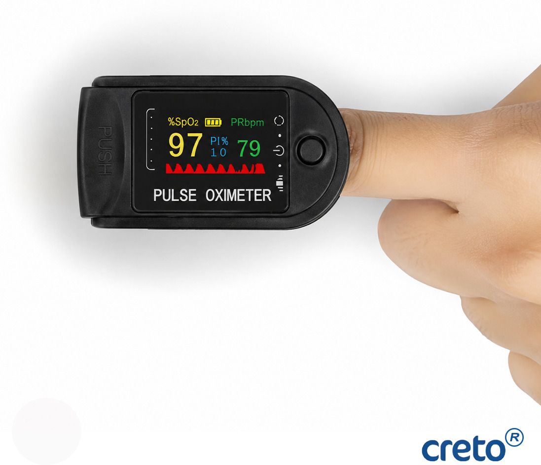 CRETO Black Pulse Oximeter with Accurate Fingertip Oxygen Measurement Pulse Oximeter-image-31