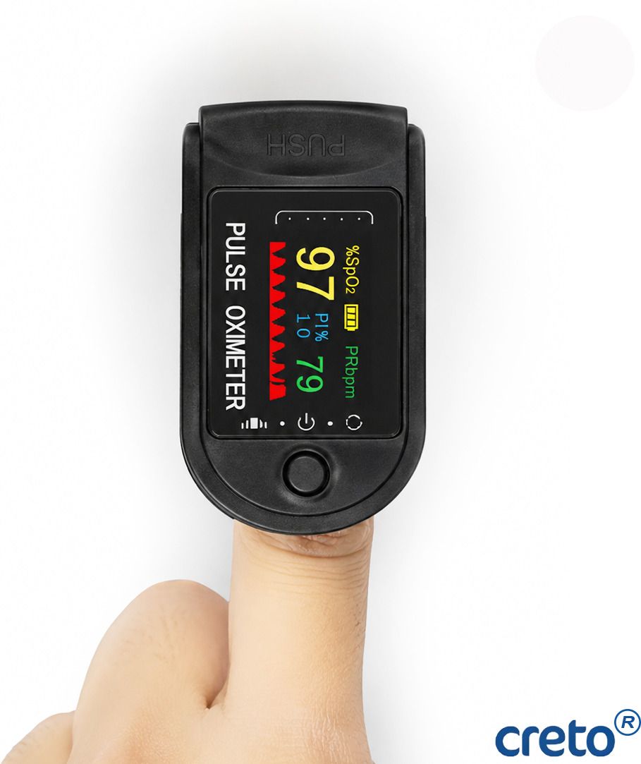 CRETO Fingertip Black Oxygen Pulse Oximeter with TFT Color Display Pulse Oximeter-image-24