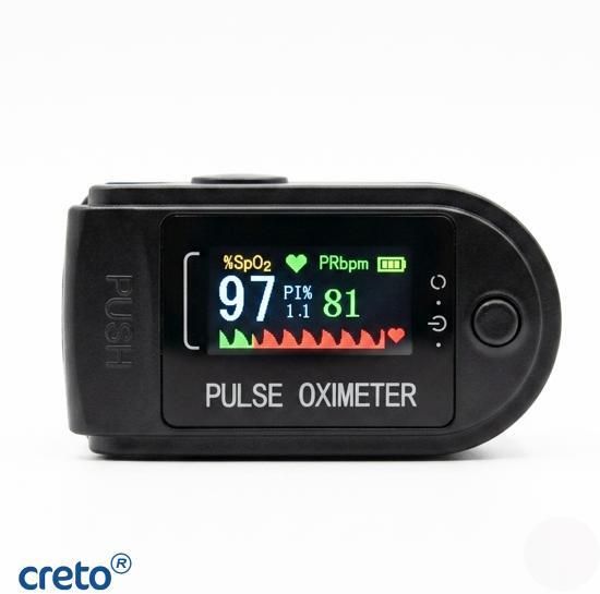 CRETO Fingertip Pulse Oximeter Black Edition with 4-Color TFT Display and AAA Battery Pulse Oximeter-image-39