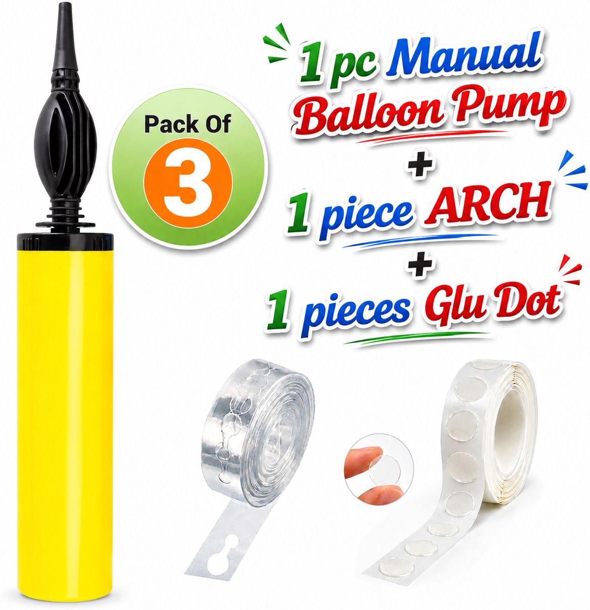 rimi's Manual Balloon Pump with Arch Strip & Glue Dots Kit Balloon Decoration Combo Balloon Pump-picture-11