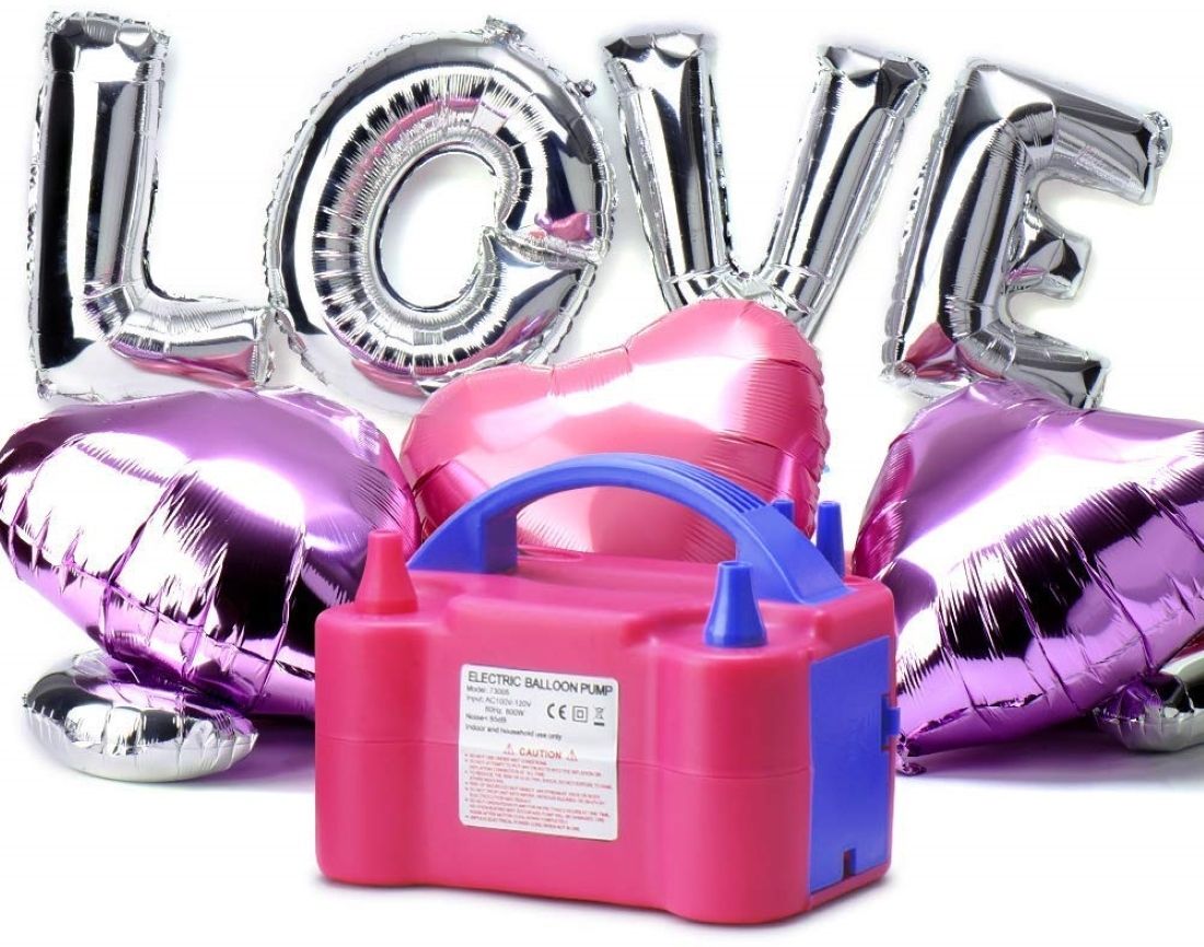 Two Nozzles Electric Balloon Air Pump - Pink Balloon Pump