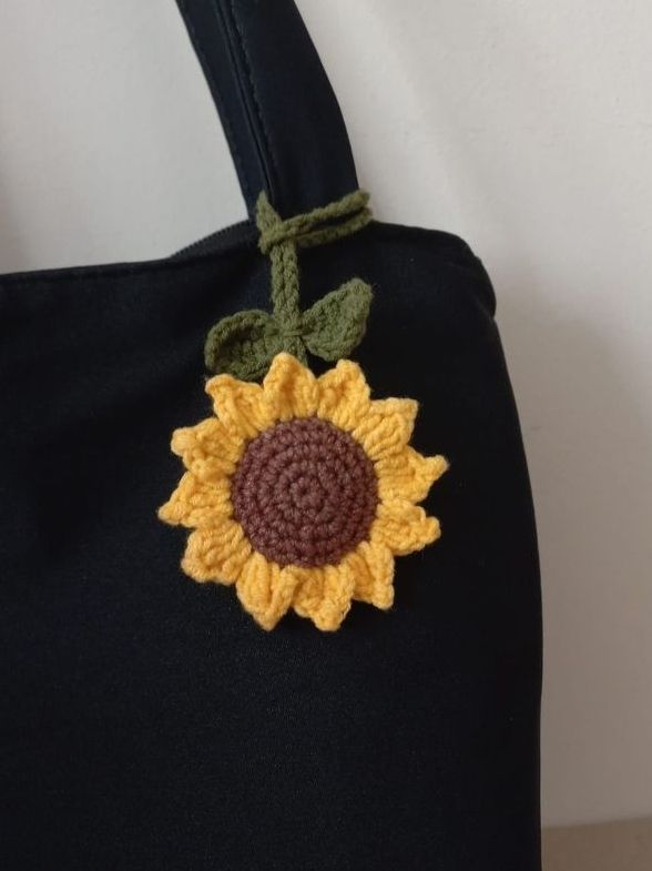 Crochet sunflower bag charm Punching Bag Chain