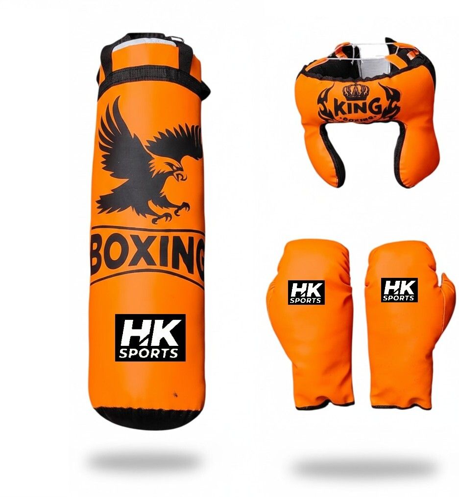 hk sports Hanging Boxing Punching Bag Set for Kids with Boxing Gloves Headgear Boxing Kit Hanging Bag-picture-14
