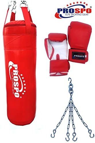Synthetic Leather Heavy Bag with Chain and Glove (30 Inch Unfilled, Glove 10oz) Hanging Bag-image-10
