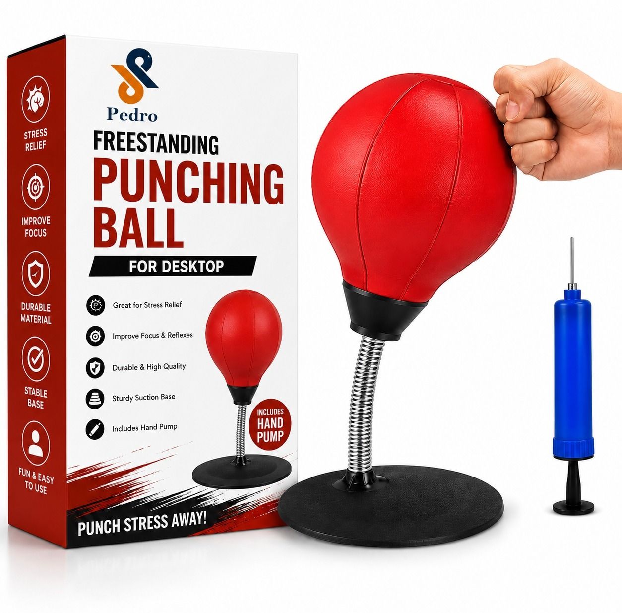 Tabletop Boxing Ball for Stress Relief, Reflex Training for Adults and Kids Standing Bag-image-15