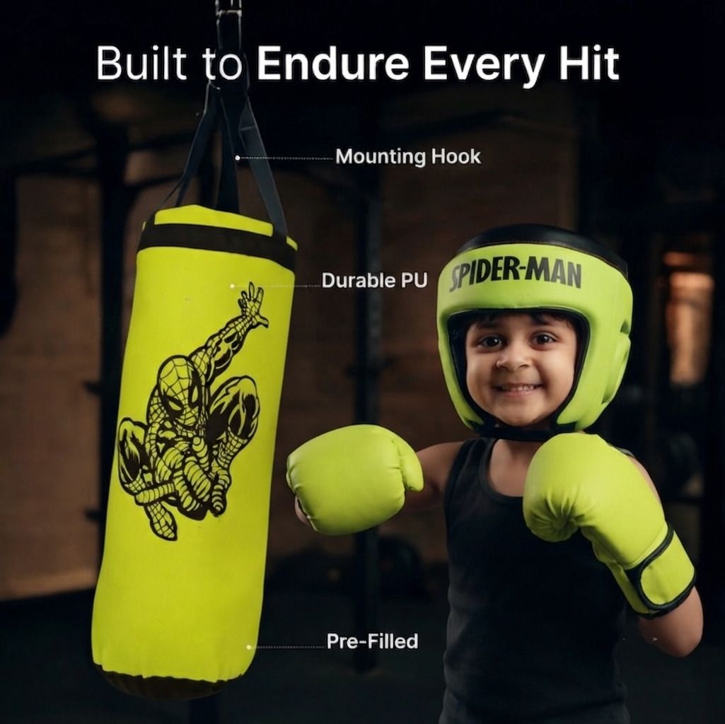 HANGING BOXING KIT SET GREEN SPIDER Hanging Bag-image-28
