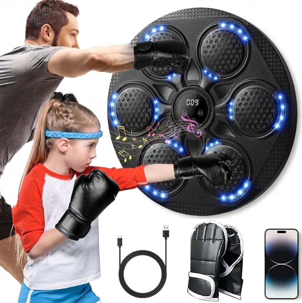 Music Boxing Machine with Boxing Gloves - Wall Mounted Punching Machine Standing Bag-image-6