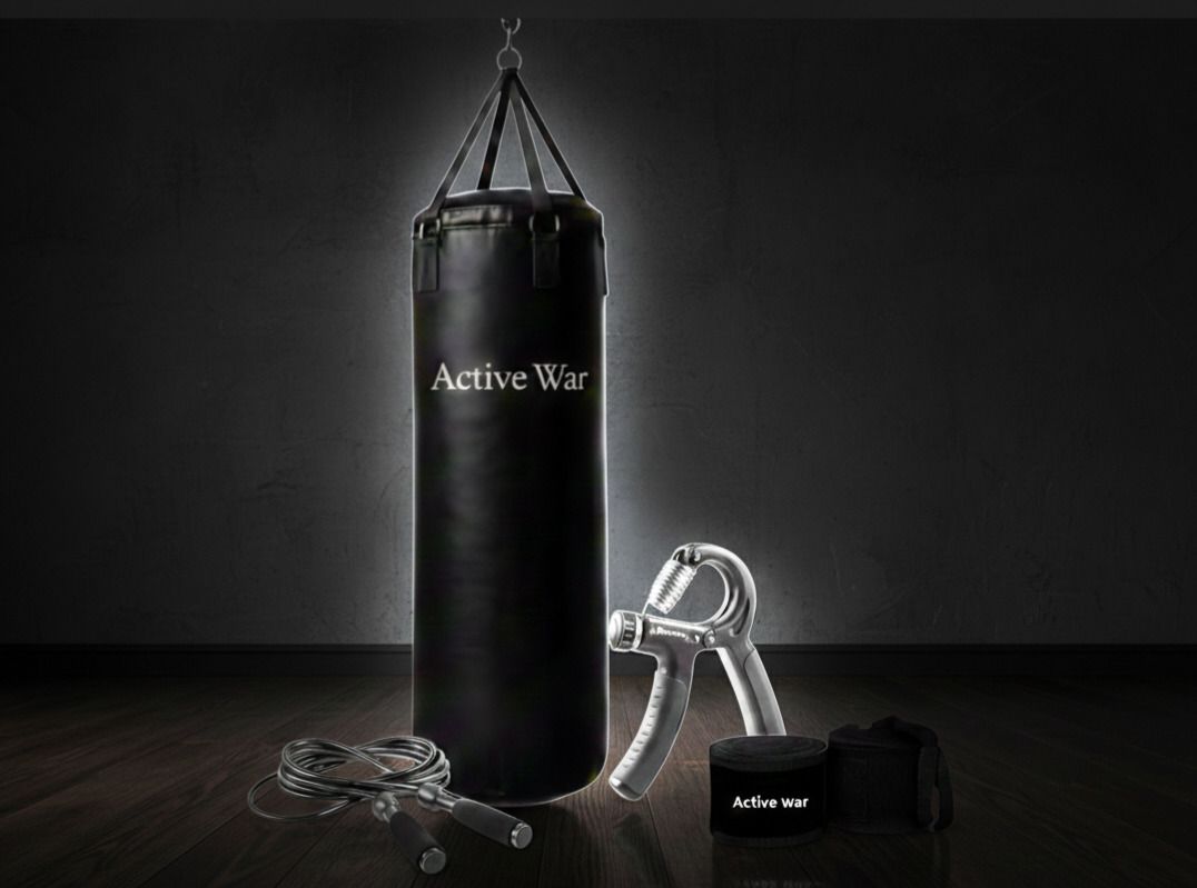 4FT Punching Bag with Hand Wraps, Skipping Ropes, and Hand Gripper Combo Hanging Bag-image-24