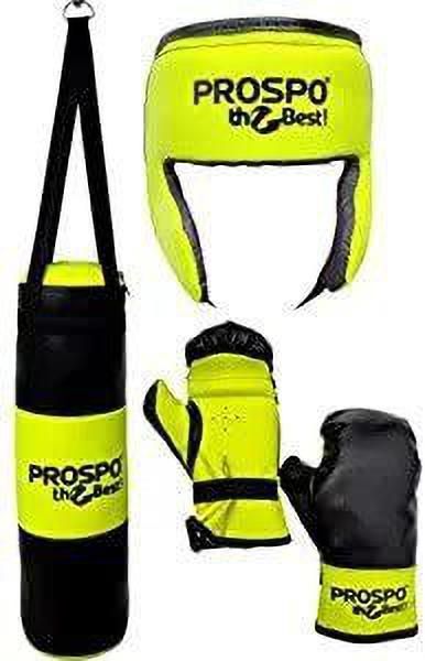 prospo Boxing Set for Junior Champ (Punching Bag/Glove/Headgear)1-8 yrs (Neon-Black) Hanging Bag-picture-19