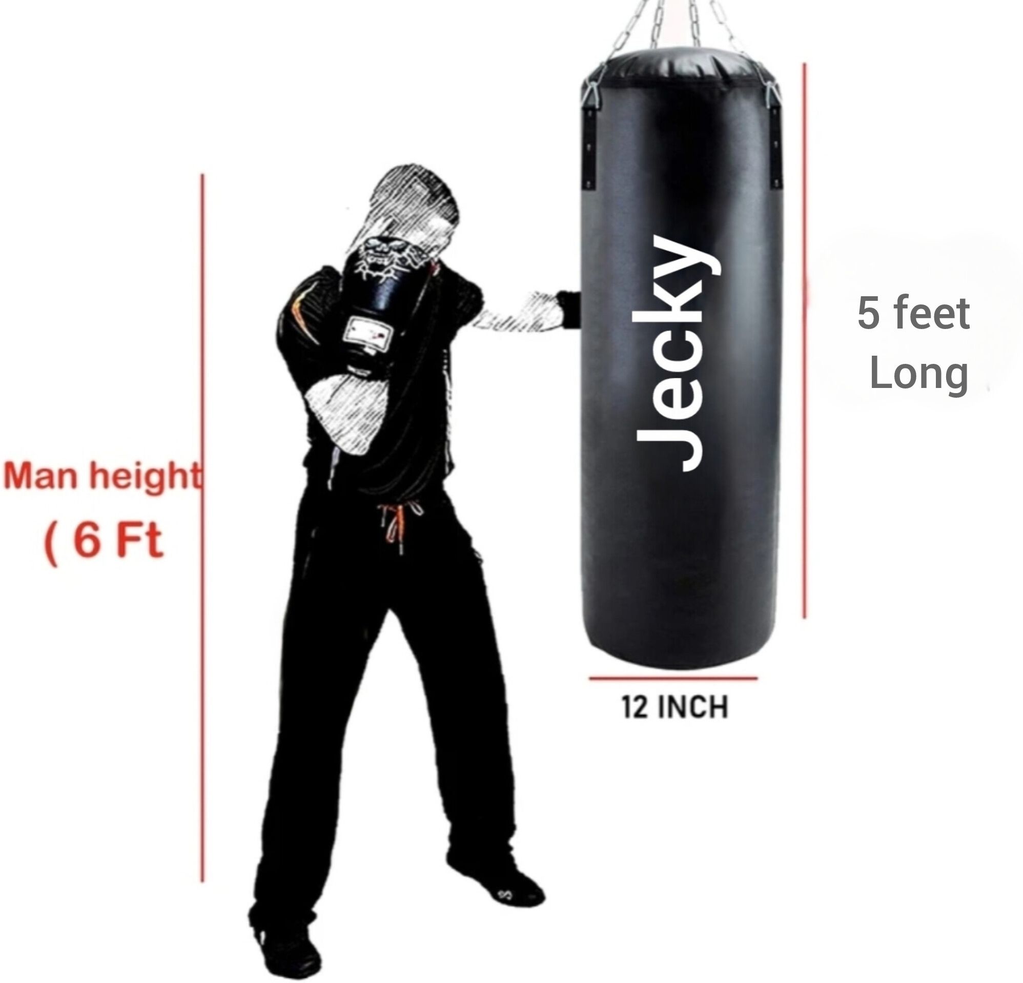 jecky Tranding Unfilled punching bag 5feet Hanging Bag-picture-19