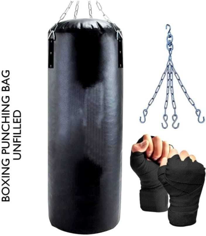sbr sports UNFILLED Heavy Premium SRF Punching Bag With Chian & Hand Wrap (36 INCH) Hanging Bag-picture-15