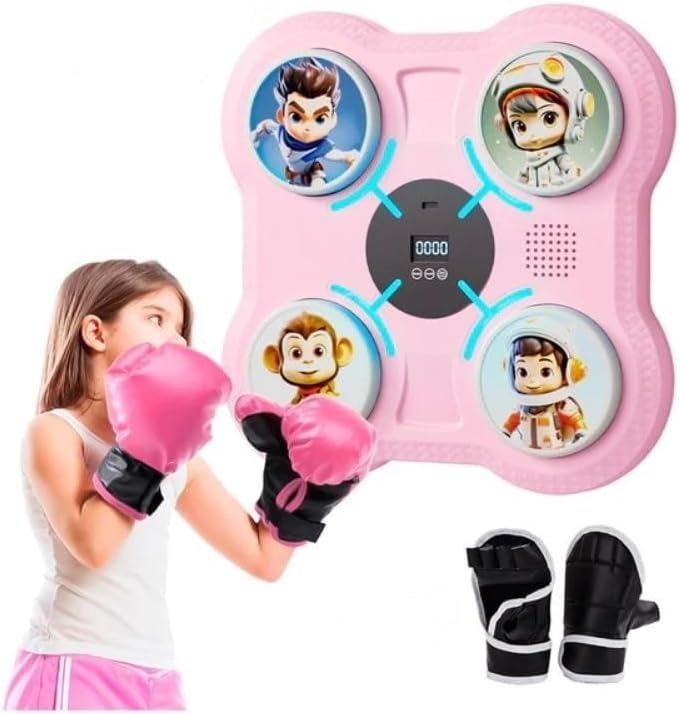 Smart Pink Music Boxing Machine with Bluetooth & LED Rhythm Lights Hanging Bag-image-29