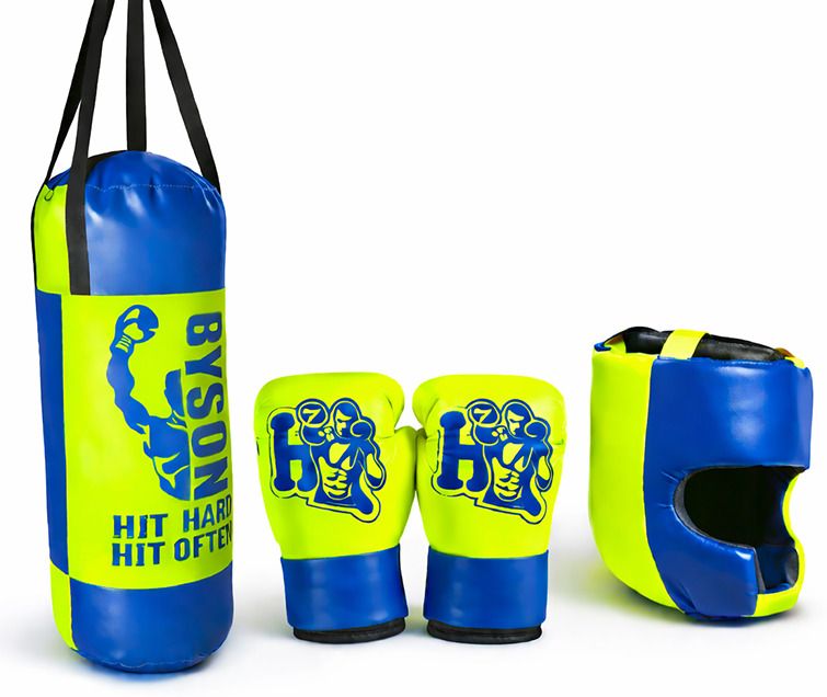 byson Boxing kit for Kids age 3-9 years, punching bag, pair of gloves and headguard Hanging Bag-picture-44