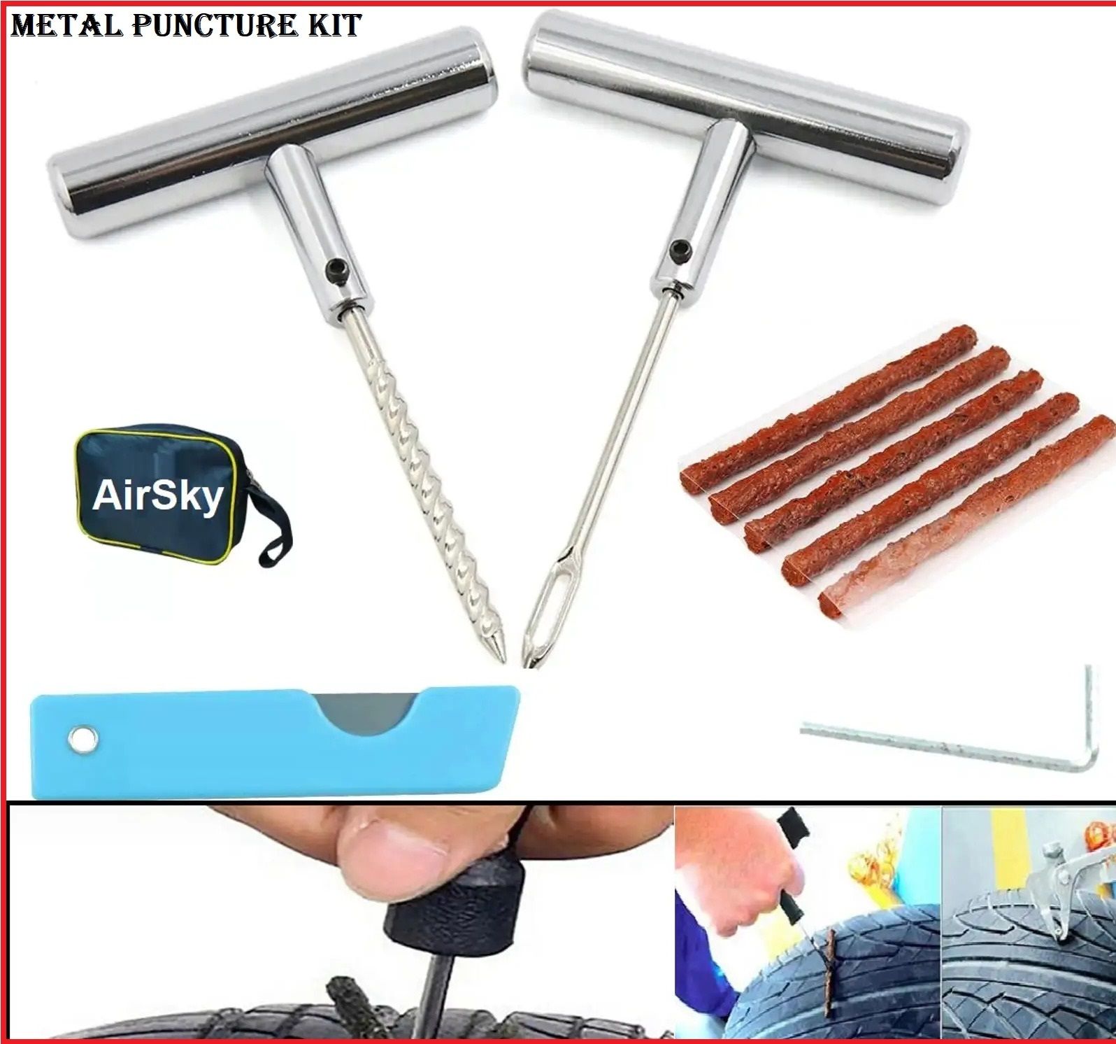 hallows 5 in 1 Universal Tubeless Tire Puncher Kit WB-B(with storage bag)B01 Tubeless Tyre Puncture Repair Kit-picture-40