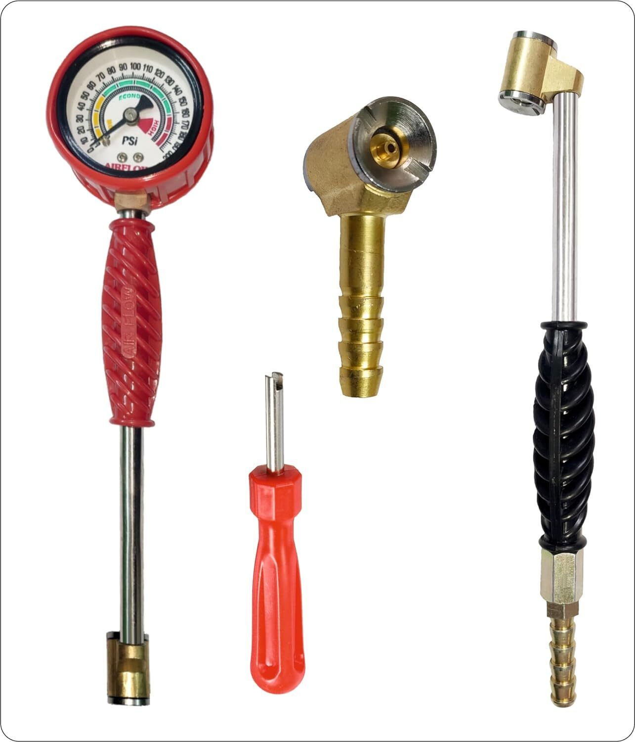 Air Valve Connector With Tyre Air Chuck & Tyre Pressure Guage With Screw Driver Tubed Tyre Puncture Repair Kit-image-7