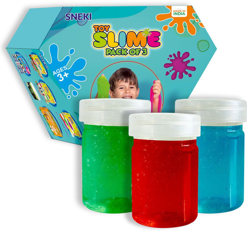 sneki (PACK OF 3 ) Mulicolor Perfumed Magical Funny Jelly Slimy Slime Toy Set Kit Toy Slime putty Gel For Girls Boys Kids Red, Green, Blue Putty Toy-picture-18