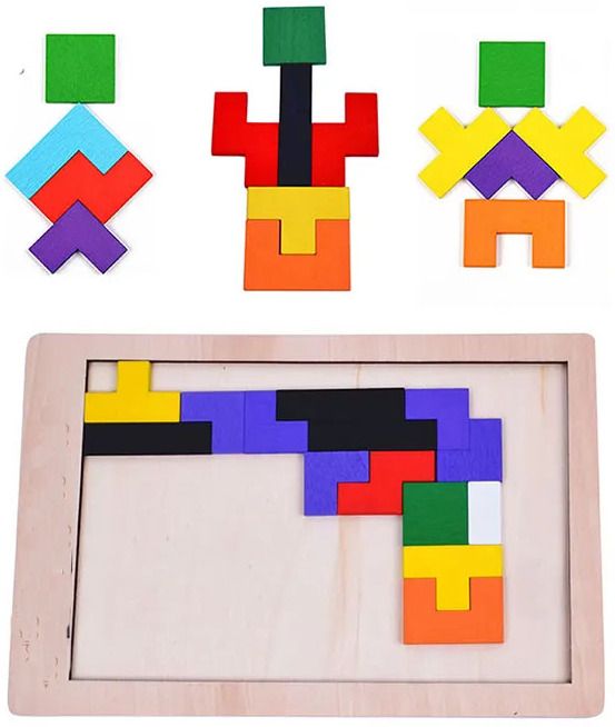shalafi Montessori Intelligence Educational Toys Game Tetris Blocks Wooden Tetris Puzzle-picture-20