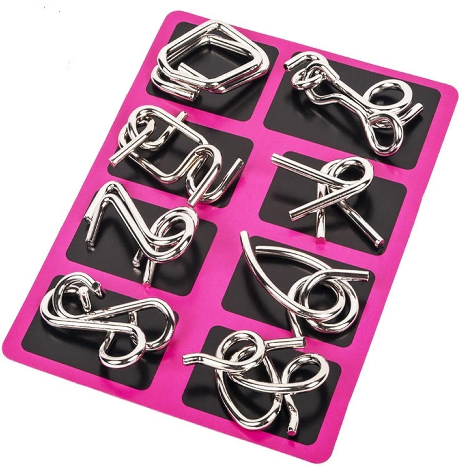 BRAIN TEASERS STAINLESS STEEL METAL WIRE CLASSIC IQ PUZZLE FOR KIDS (8 Pieces)
