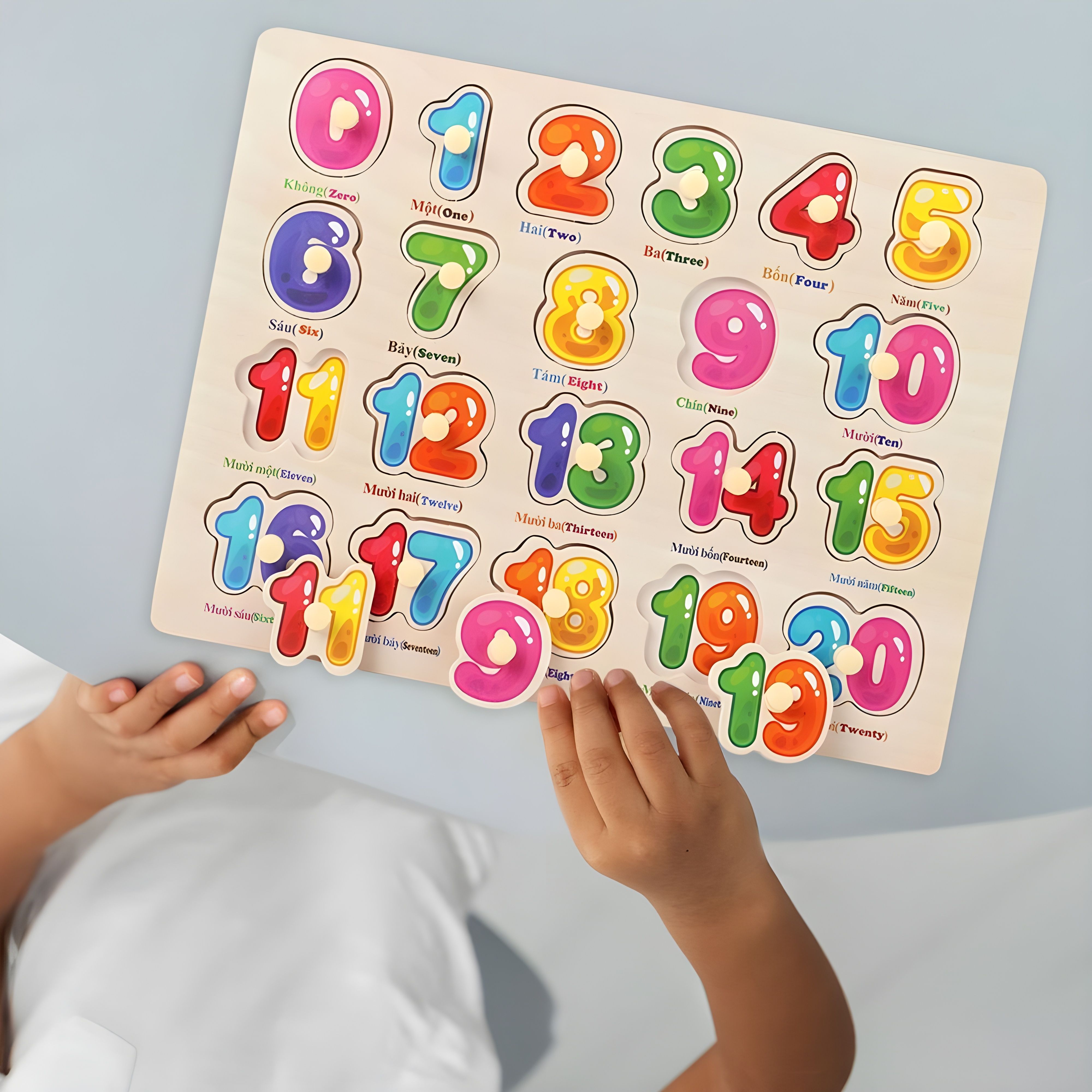 ritskart New Creative 1 To 20 Wooden Number Numerical Puzzles Counting Board for Toddlers-picture-26