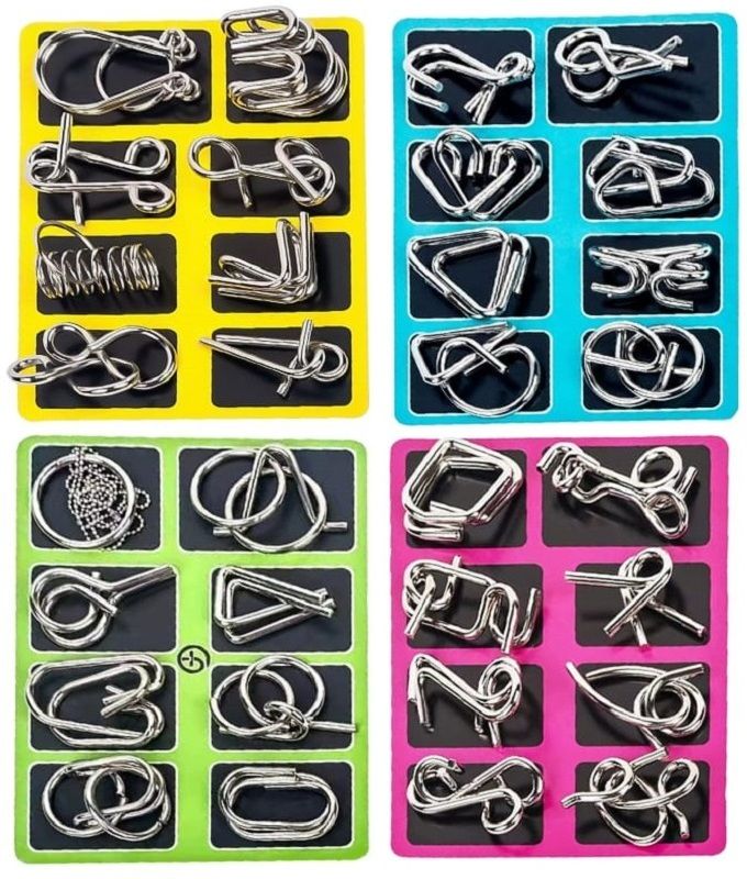 zuigo 32pc-Diffrant Metal Puzzle Brain iQ Teaser Mind Puzzles - Kids & Adults 4pk Of --picture-26