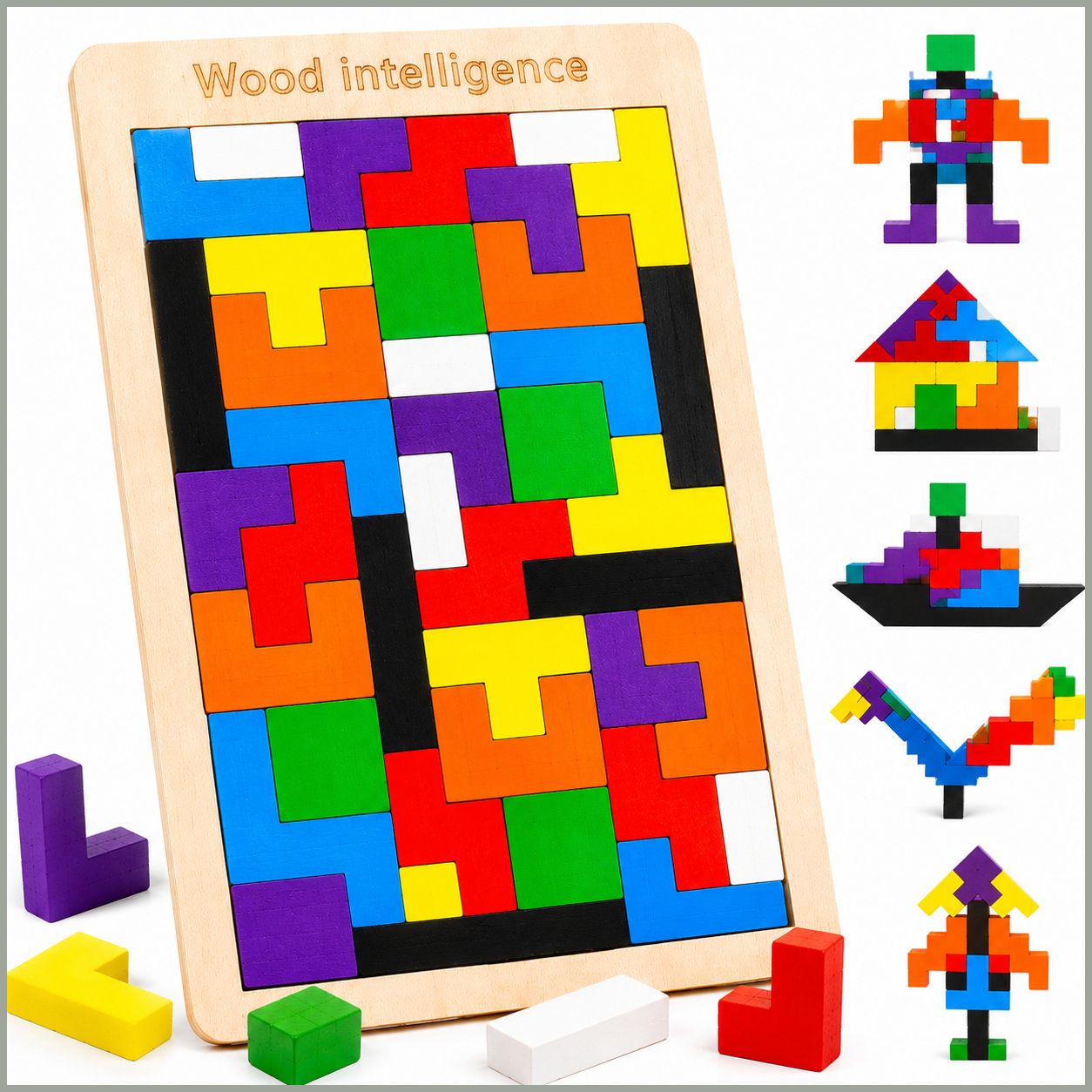 Montessori STEM Wooden Puzzle Board Creative Brain Skills Toy for Preschool-image-39