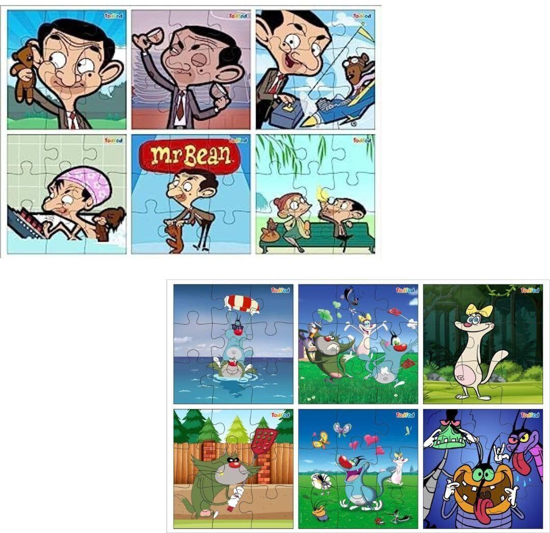 todfod Wooden Jigsaw Puzzles Toy for Kids Mr. Bean & Oggy Puzzles Educational Toy-picture-13