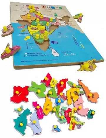 2024 New Wooden Educational learning Map Board Puzzle for kids