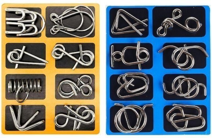 zokio 16 Pieces & 2 Pack Different Metal Puzzle Brain Teaser-picture-22
