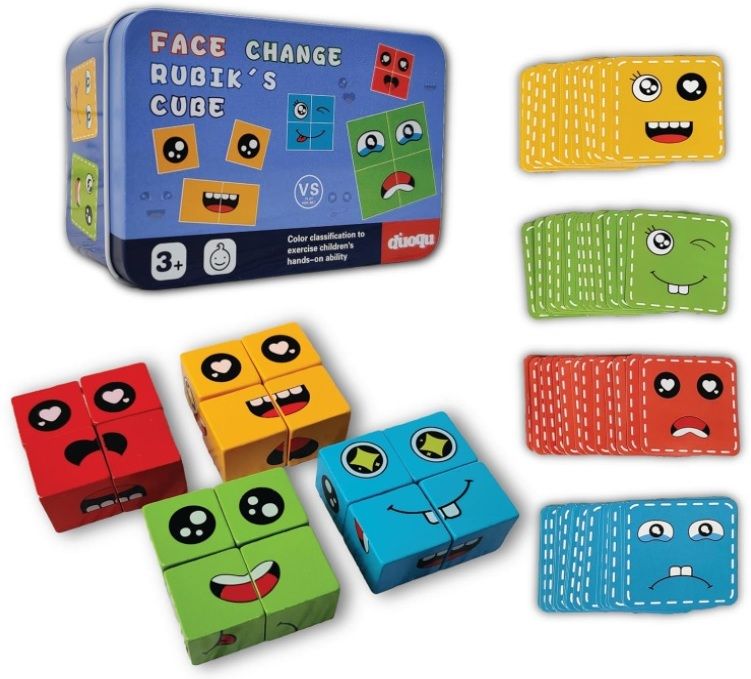 crazybuy Face Changing Puzzles Emotion Change Toy with 16 Face Cube and 72 Cards-picture-24