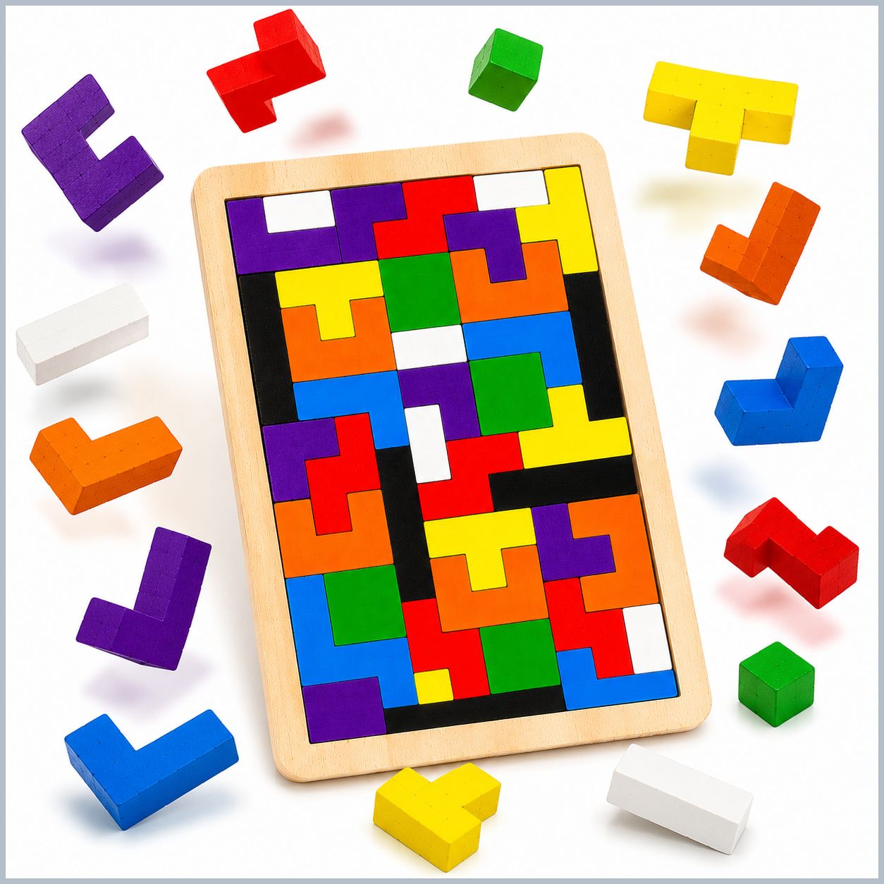 Wooden Intelligence Puzzle Brain Skills Learning Board for Preschool Kids-image-46