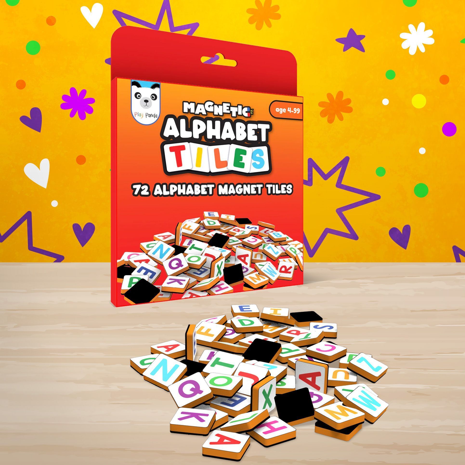 play panda Magnetic Alphabet Tiles - 72 Magnetic Alphabet Tiles-picture-21