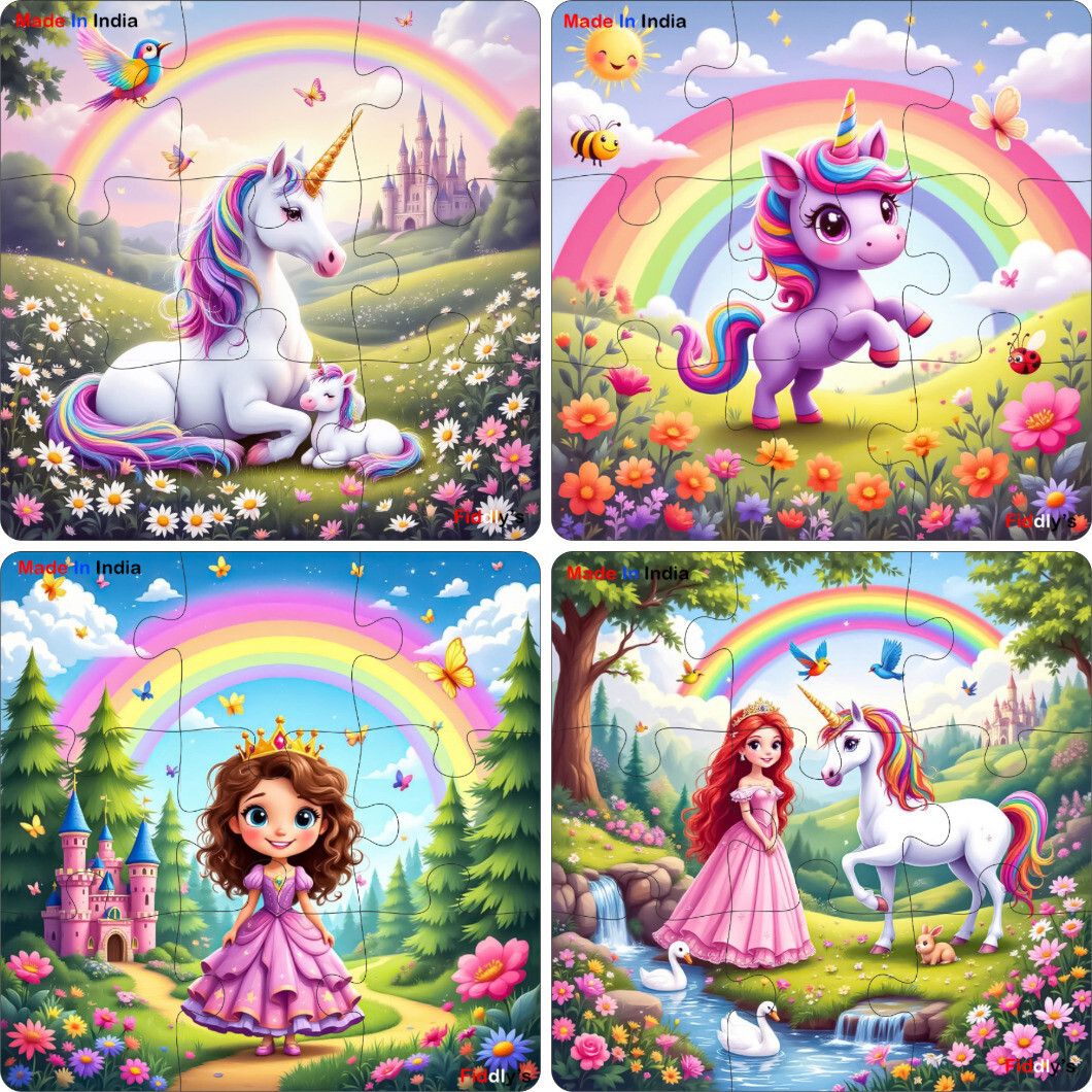 Wooden Jigsaw Puzzle Games for Kids -9 Pieces Age 3+ (Pack of Unicorn Princess)-image-47
