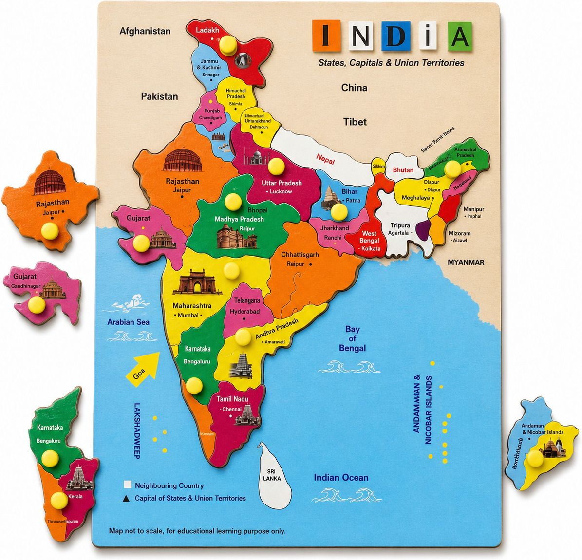 Wooden India Map Puzzle – Learning Indian States, Capitals & Union Territories-image-43