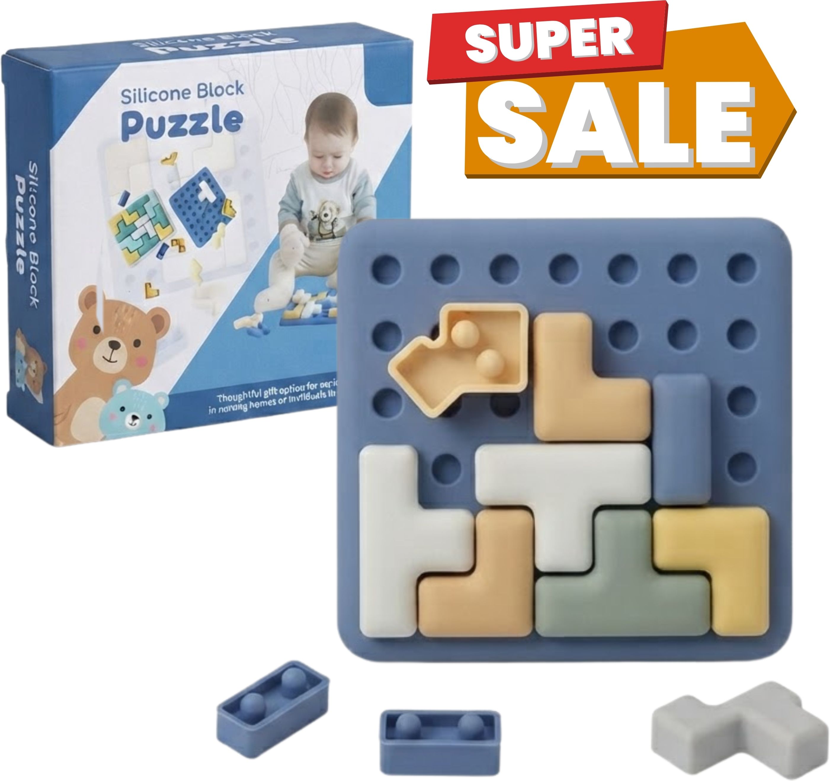 kikilala Silicone Block Puzzle Montessori STEM Educational Brain Teaser Learning Toy-picture-28