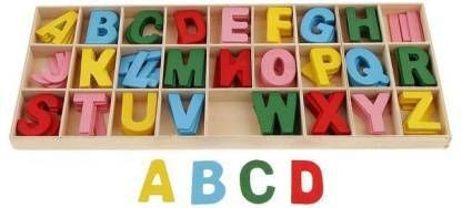 baoer Colorful Wooden Alphabets Set (5 Pcs Each) Letters For Art And Craft Purpose-picture-10