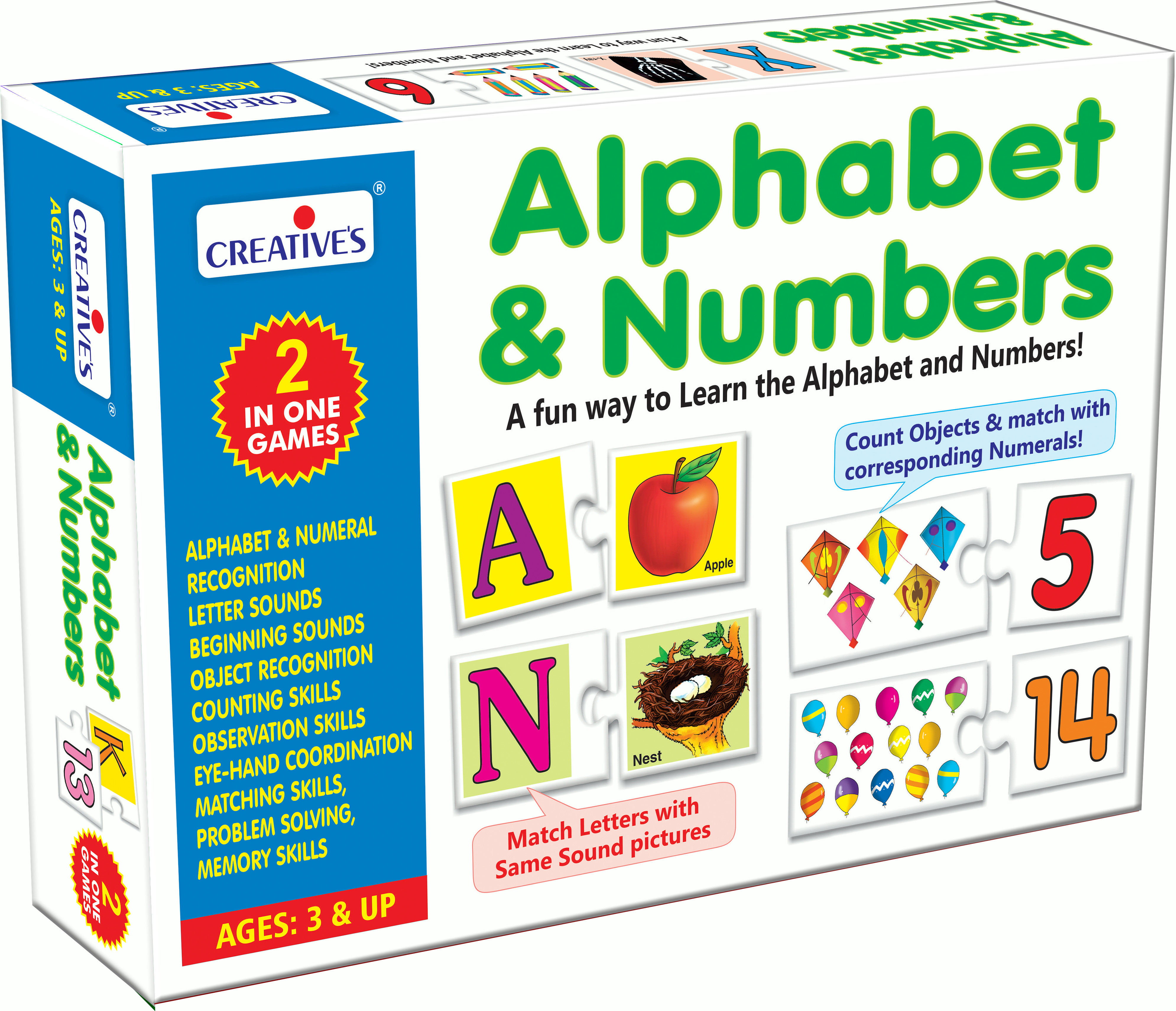 creatives Alphabet & Numbers -2-in-1 Learning & Educational Puzzles Games for kids Ages 3+ image 1