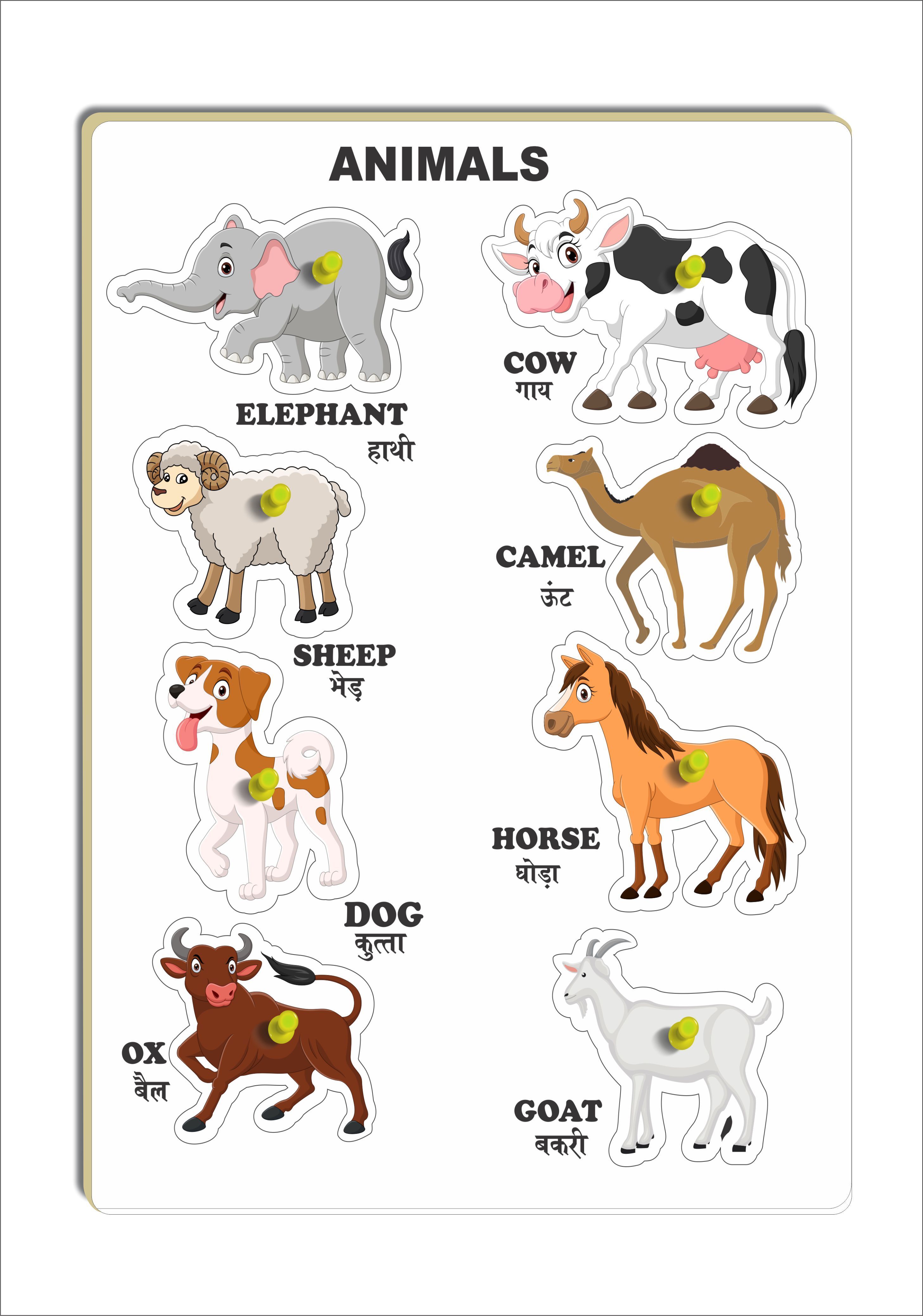 Wooden Puzzle Game for Learning Kids - Animals Name & Shape with 8 Shapes-image-9