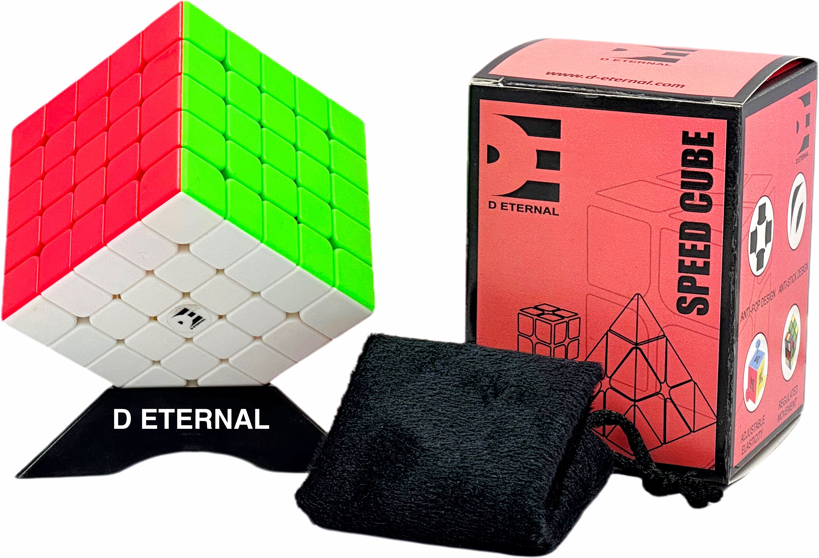 Cube 5x5 Stickerless Speedcube with Cube Stand and Protecting Pouch Bag-image-9